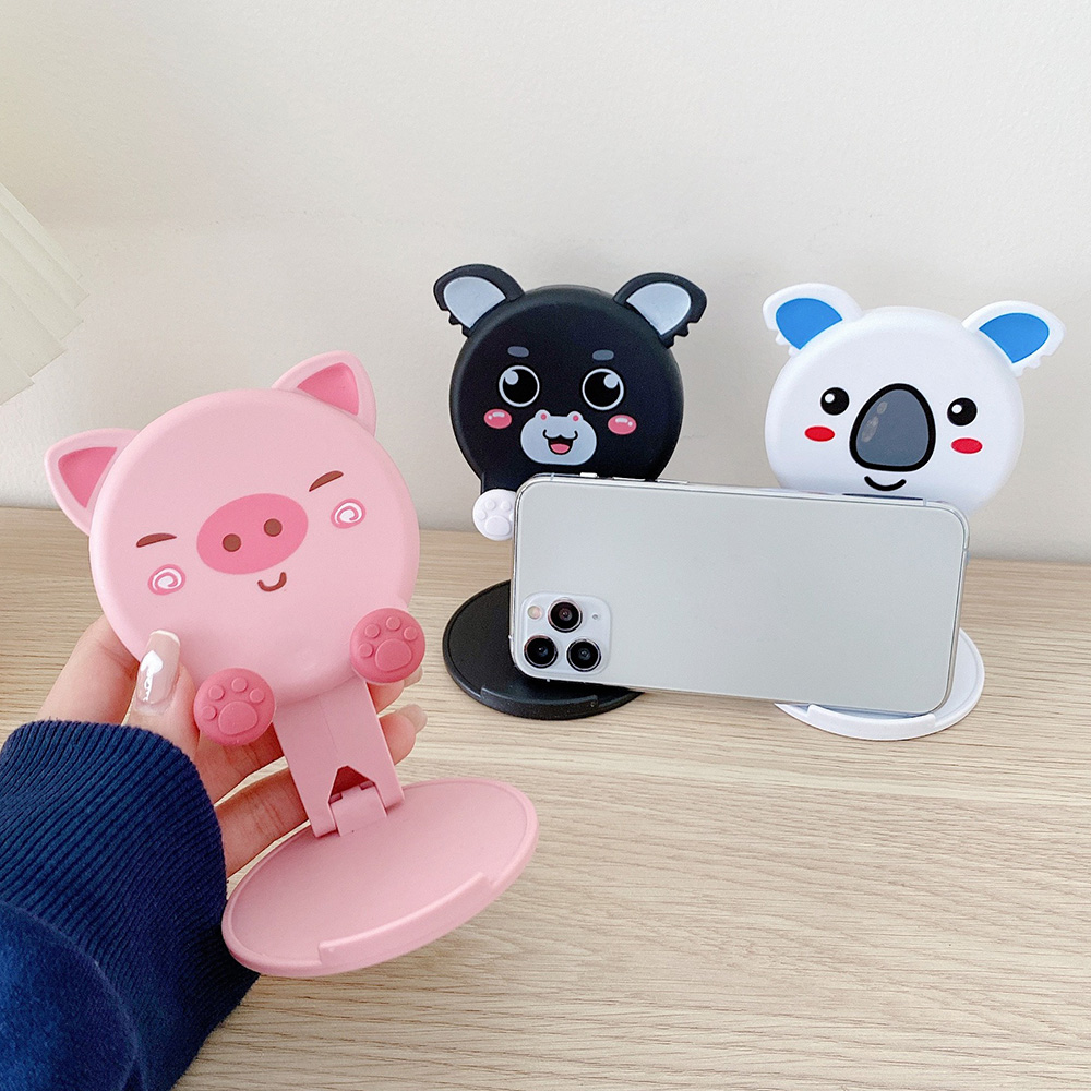 Tablet Accessories Online - ขาตั้งโทรศัพท์มือถือแบบพับได้ ปรับระดับได้ ลายสัตว์น่ารัก ใช้ได้กับสมาร์ทโฟนทุกรุ่น