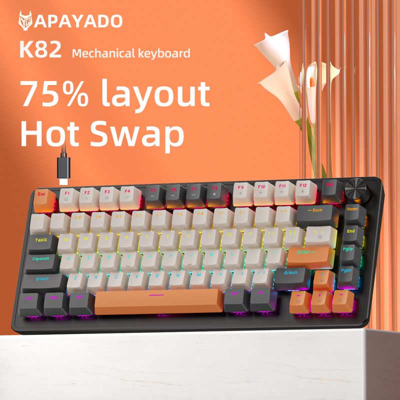 Tablet Accessories Uk - คีย์บอร์ดเกมมิ่งแบบมีสาย 75 APAYADO แบบ Mechanical Hot