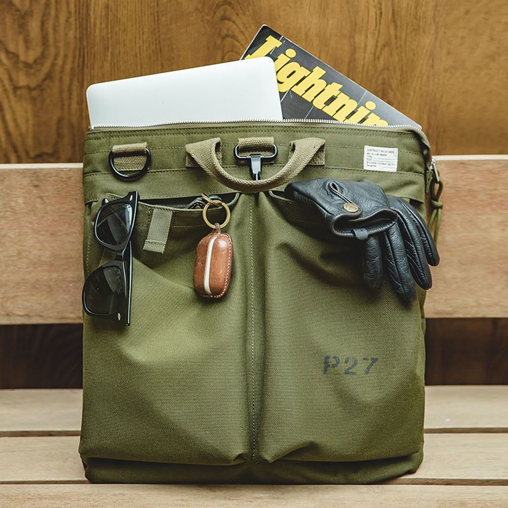 Tablet Shoulder Bag - กระเป๋าสะพายข้างผ้าแคนวาสสไตล์นักบินย้อนยุคสำหรับใส่ชุดทำงาน กระเป๋าถือสำหรับผู้ชาย ความจุขนาดใหญ่ ใช้งานได้หลากหลาย ใส่แท็บเล็ตคอมพิวเตอร์ได้