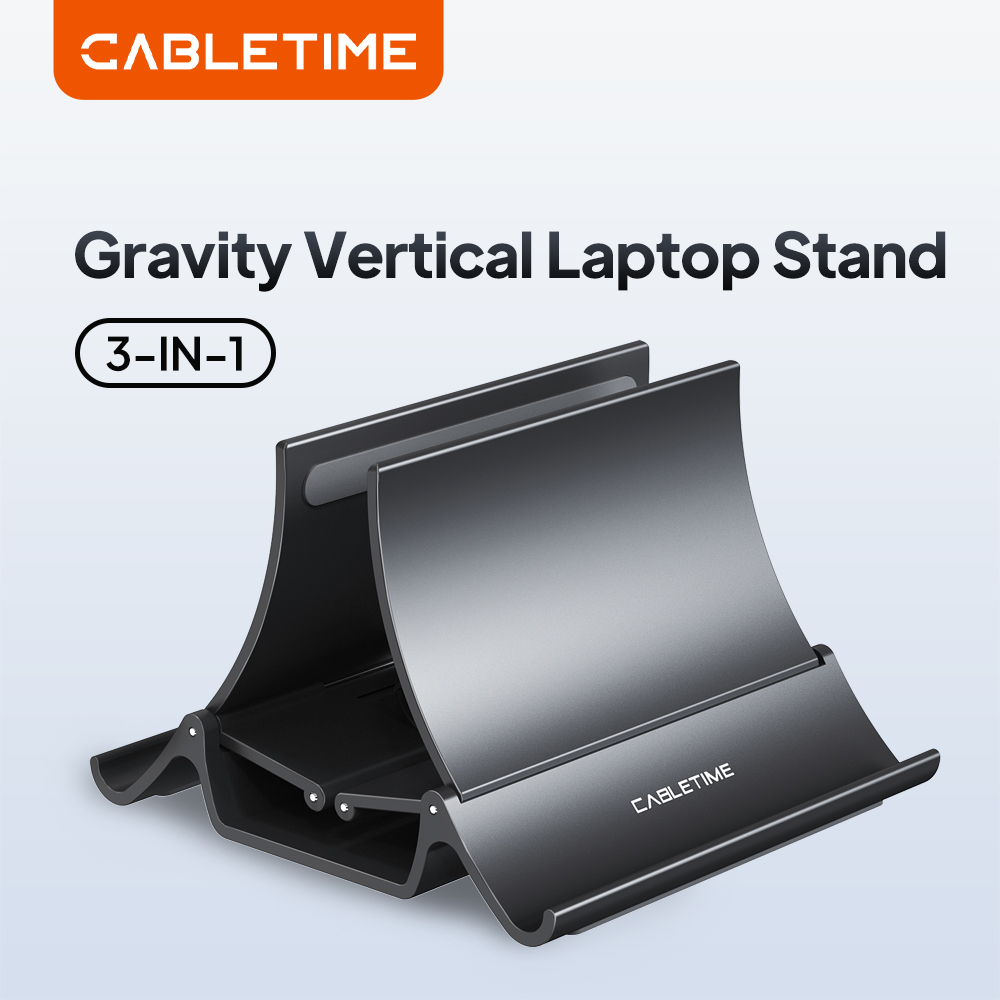 Dell Tablet Accessories - CABLETIME ขาตั้งแล็ปท็อปแนวตั้งเดสก์ท็อปที่วางโน้ตบุ๊คสำหรับแมคบุคโปรแอร์พื้นผิวเอชพี เดลล์ ไอแพดแท็บเล็ตขาตั้ง