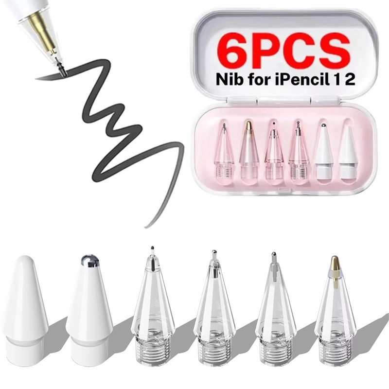Ipad Pencil Stylus - หัวปากกาเปลี่ยนได้ 6 ชิ้น สำหรับ Apple Pencil