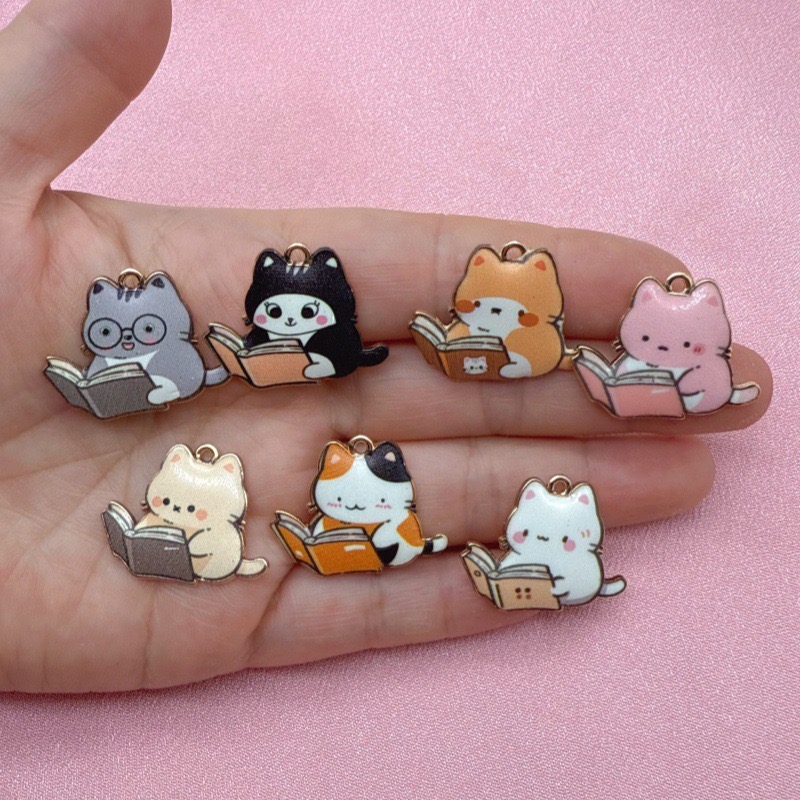 Mobile & Tablet Accessories - จี้โลหะผสมลายการ์ตูนน่ารัก 12 ชิ้น อุปกรณ์เสริมรูปแมว อุปกรณ์เสริมรูปสัตว์ จี้ห้อยมือถือ