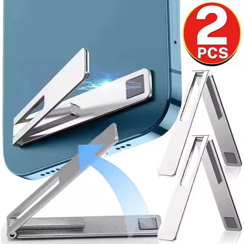 Tablet Stand Accessories - ที่วางโทรศัพท์มือถือแม่เหล็กแบบบางพิเศษมองไม่เห็น ขาตั้งโทรศัพท์มือถือแบบพับได้ วัสดุโลหะผสม ขาตั้งแท็บเล็ตตั้งโต๊ะ