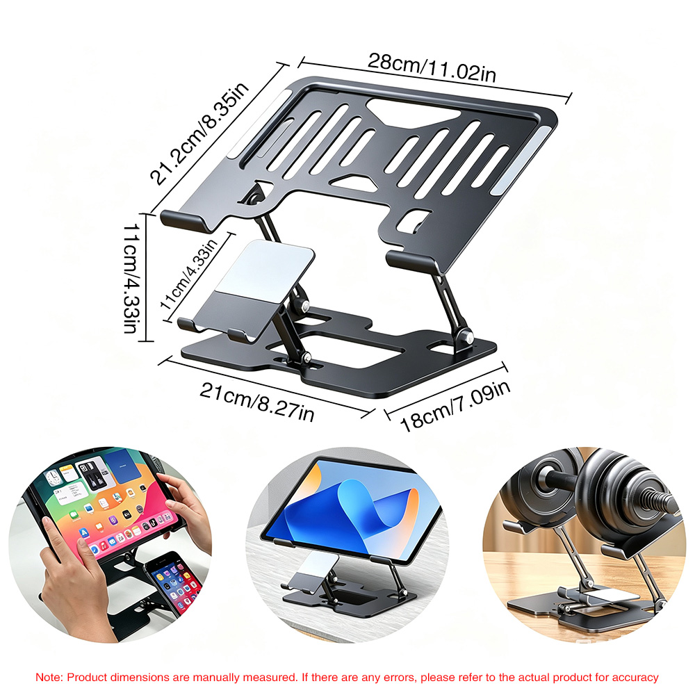 Cooling Stand Tablet - ขาตั้งแล็ปท็อปเหล็กคาร์บอนรับน้ำหนักมาก 2 in 1 แบบพับได้ สำหรับโน้ตบุ๊ก