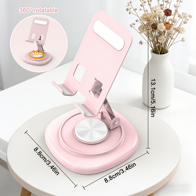 Tablet Stand Accessories - ขาตั้งโทรศัพท์แบบหมุนได้สำหรับวางบนโต๊ะทำงาน ทำจากโลหะ ใช้ได้กับแท็บเล็ตและโทรศัพท์มือถือ สำหรับดูทีวี ไลฟ์สด และดูวิดีโอ