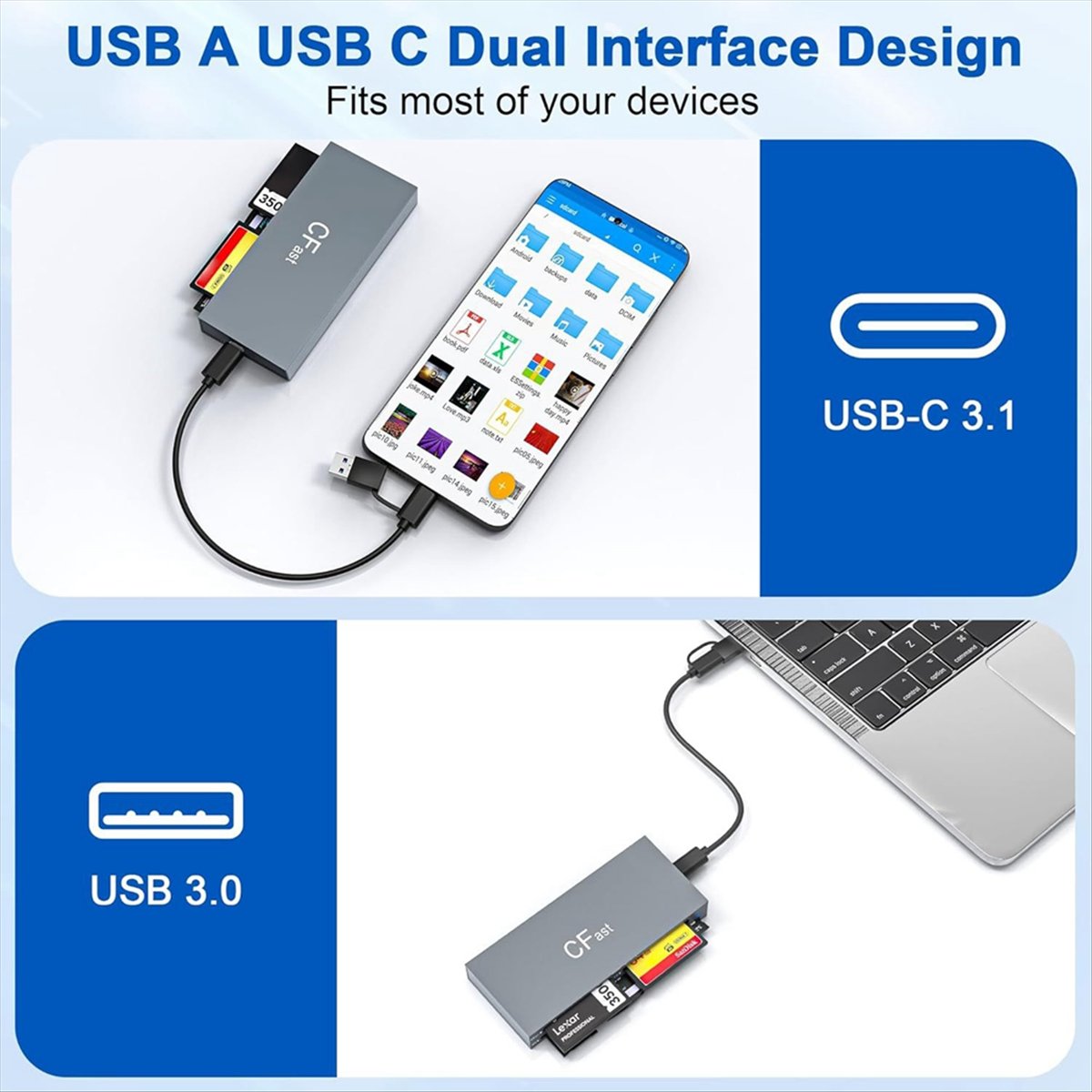 Accessories For Tablet Users - 【ผู้ใช้ใหม่】อ่านการ์ดได้ 6 ใบพร้อมกัน /MS/SD/TF/XD/Cfast เครื่องอ่านการ์ดกล้อง โทรศัพท์มือถือ