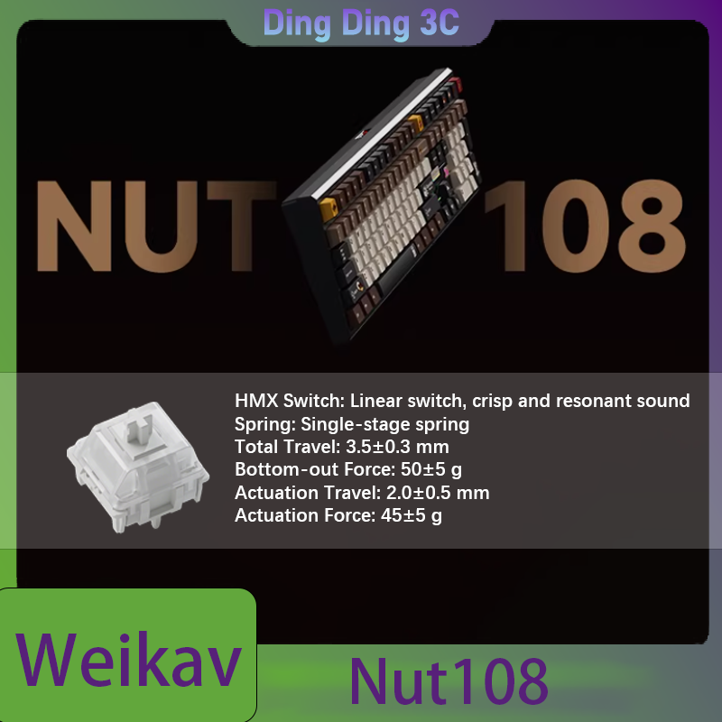 Tablet Accessories Uk - ชุดคีย์บอร์ดไร้สาย Weikav Nut108 แบบกลไก 3 โหมด